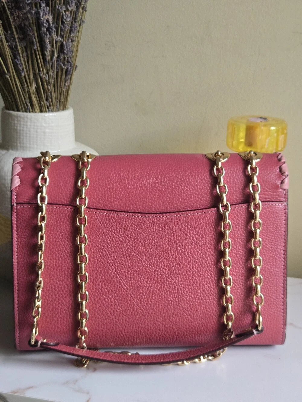 Like New Coach Lane Pink Whipstitch Leather Shoulder Bag